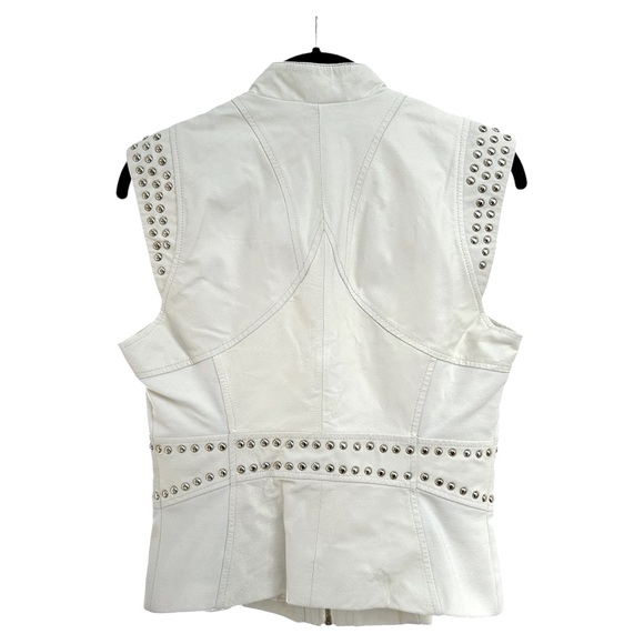 🔥Bebe Danica Leather Studded Vest Sexy Off White Medium NWT - Picture 2 of 9